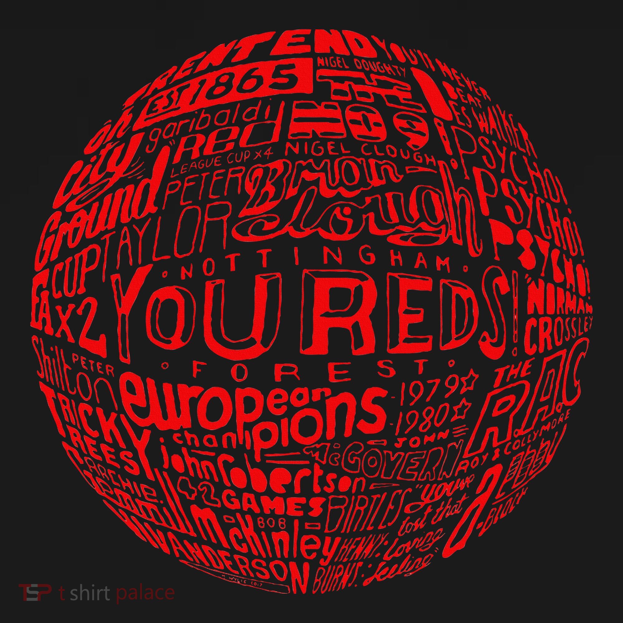 Nottingham Forest Red Typography Football Kids Hoodie