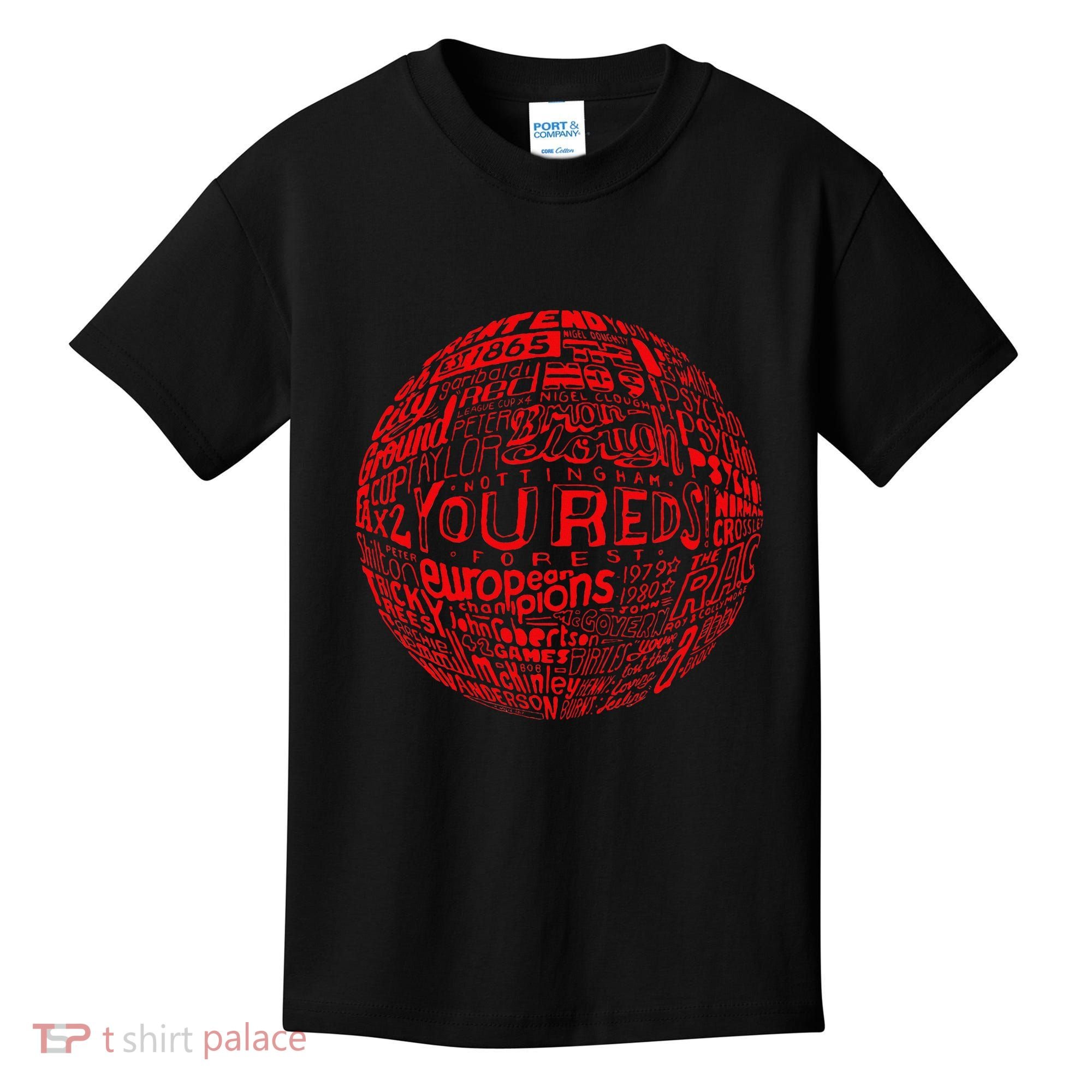 Nottingham Forest Red Typography Football Kids T-Shirt