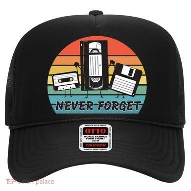 Never Forget Retro Vintage Cassette Tape Vhs Floppy Disc 80s Gift Hat