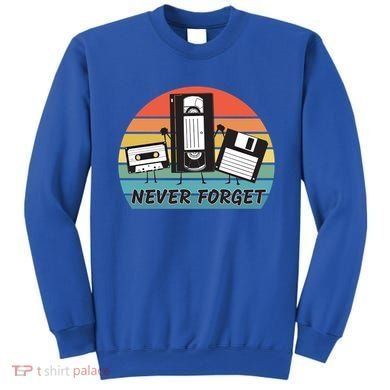 Never Forget Retro Vintage Cassette Tape Vhs Floppy Disc 80s Gift Sweatshirt