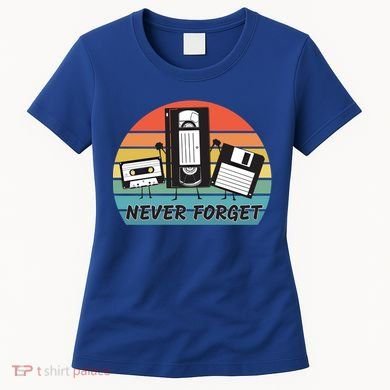 Never Forget Retro Vintage Cassette Tape Vhs Floppy Disc 80s Gift Women's T-Shirt