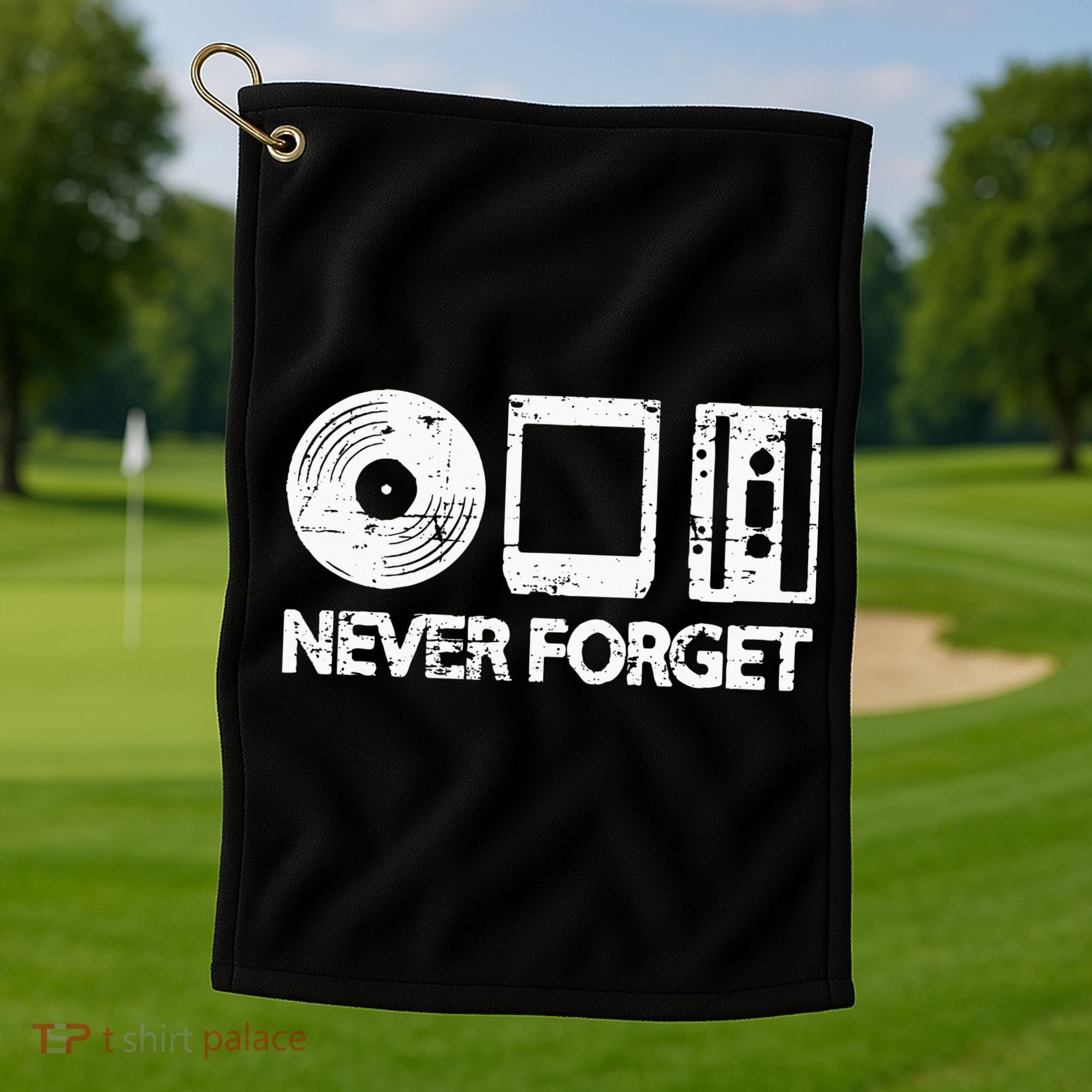 Never Forget Record 8 Track Cassette Tape Golf Towel