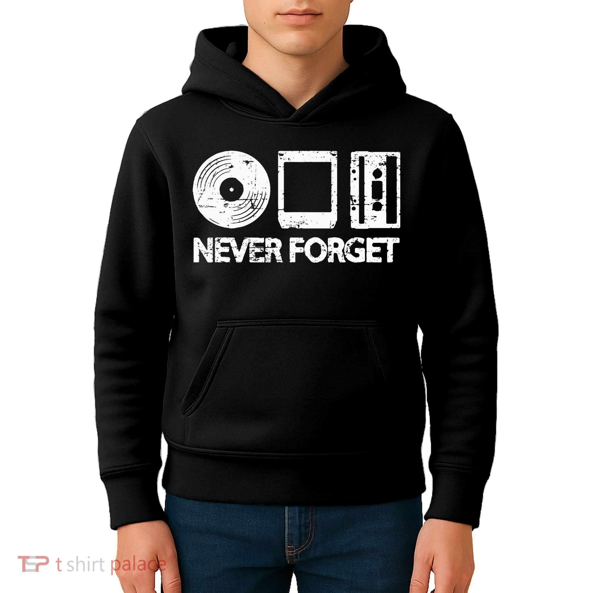 Never Forget Record 8 Track Cassette Tape Kids Hoodie