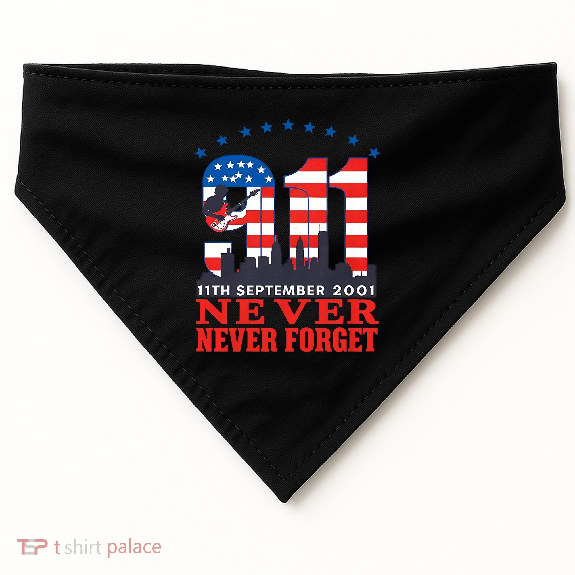 Never Forget September 11 2001 Memorial Day American Flag USA-Made Doggie Bandana