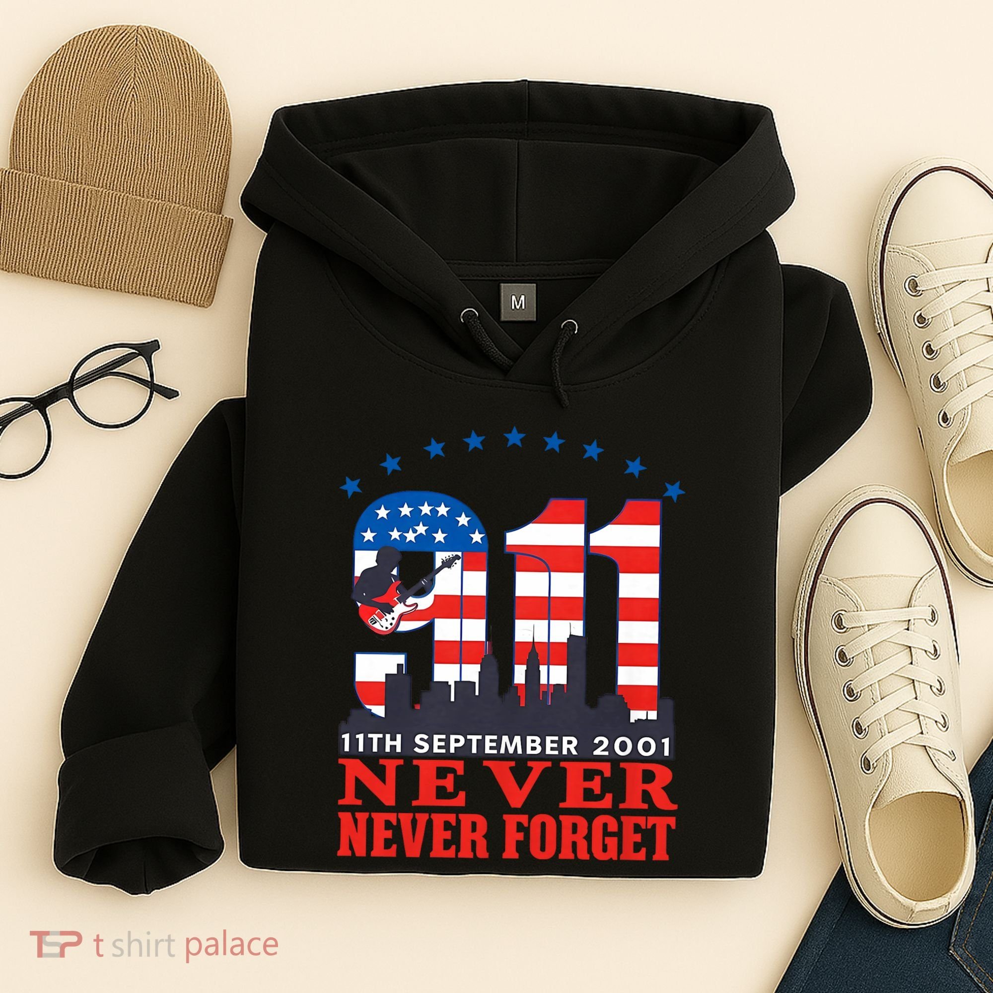 Never Forget September 11 2001 Memorial Day American Flag Hoodie