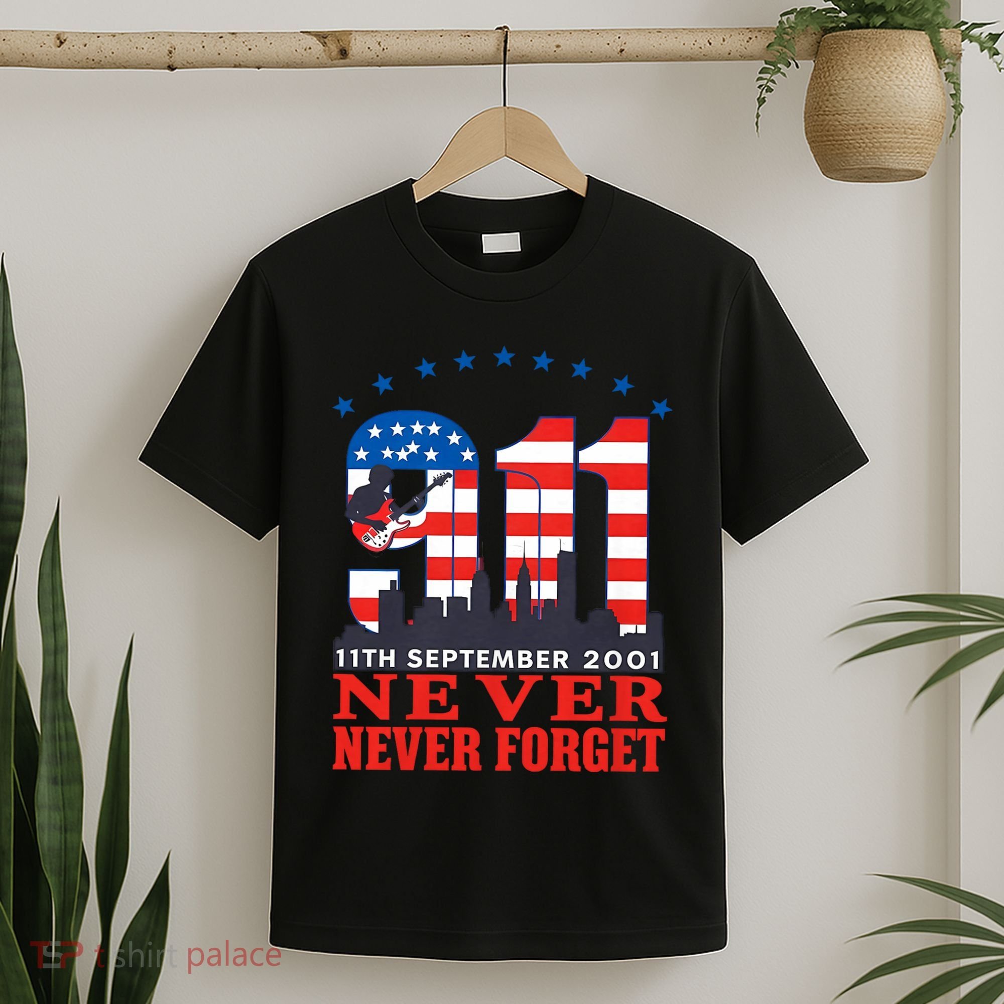 Never Forget September 11 2001 Memorial Day American Flag T-Shirt