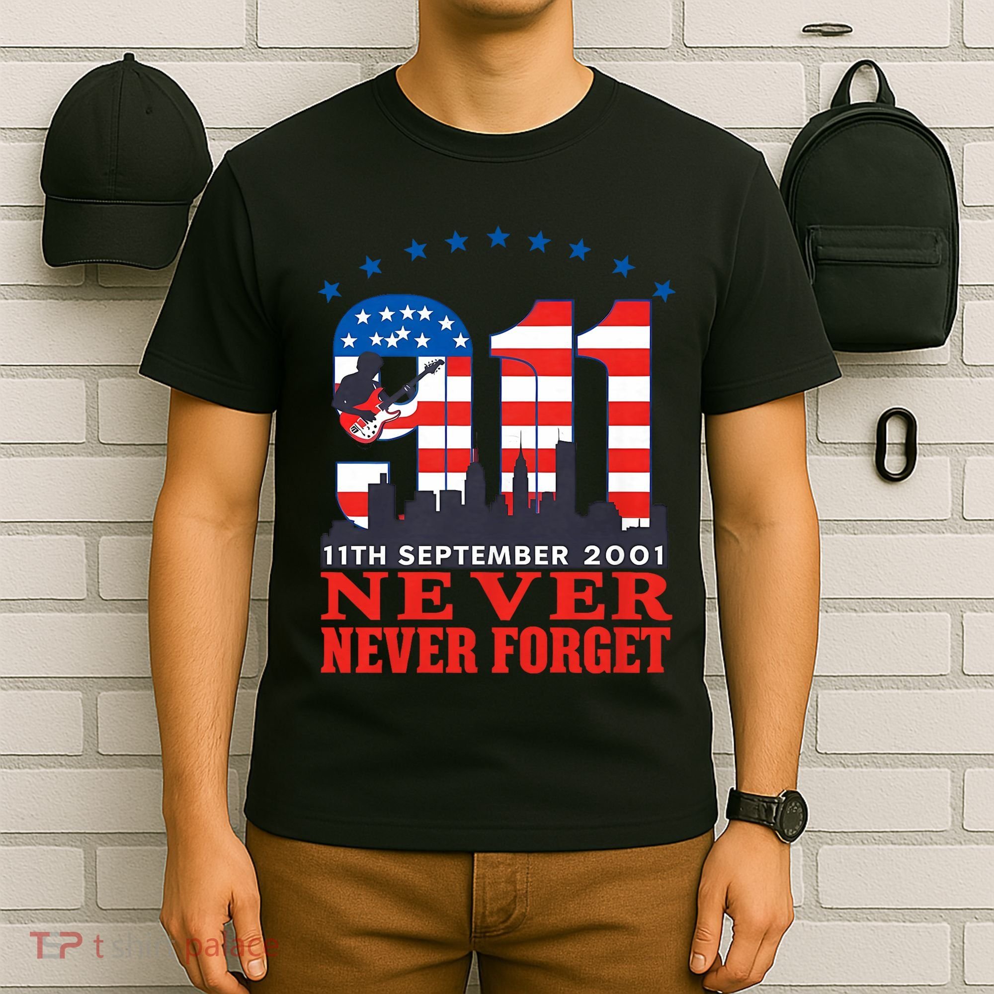 Never Forget September 11 2001 Memorial Day American Flag T-Shirt