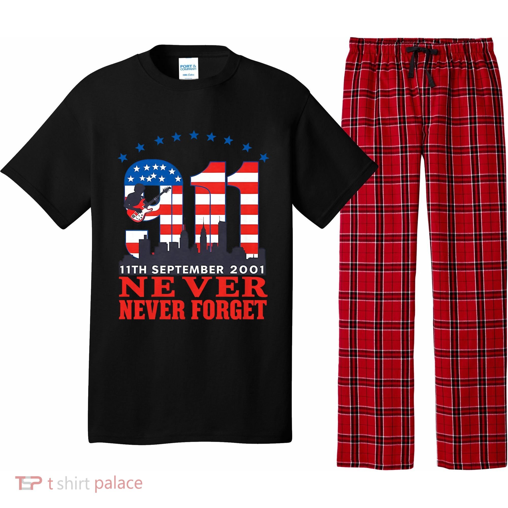 Never Forget September 11 2001 Memorial Day American Flag Pajama Set