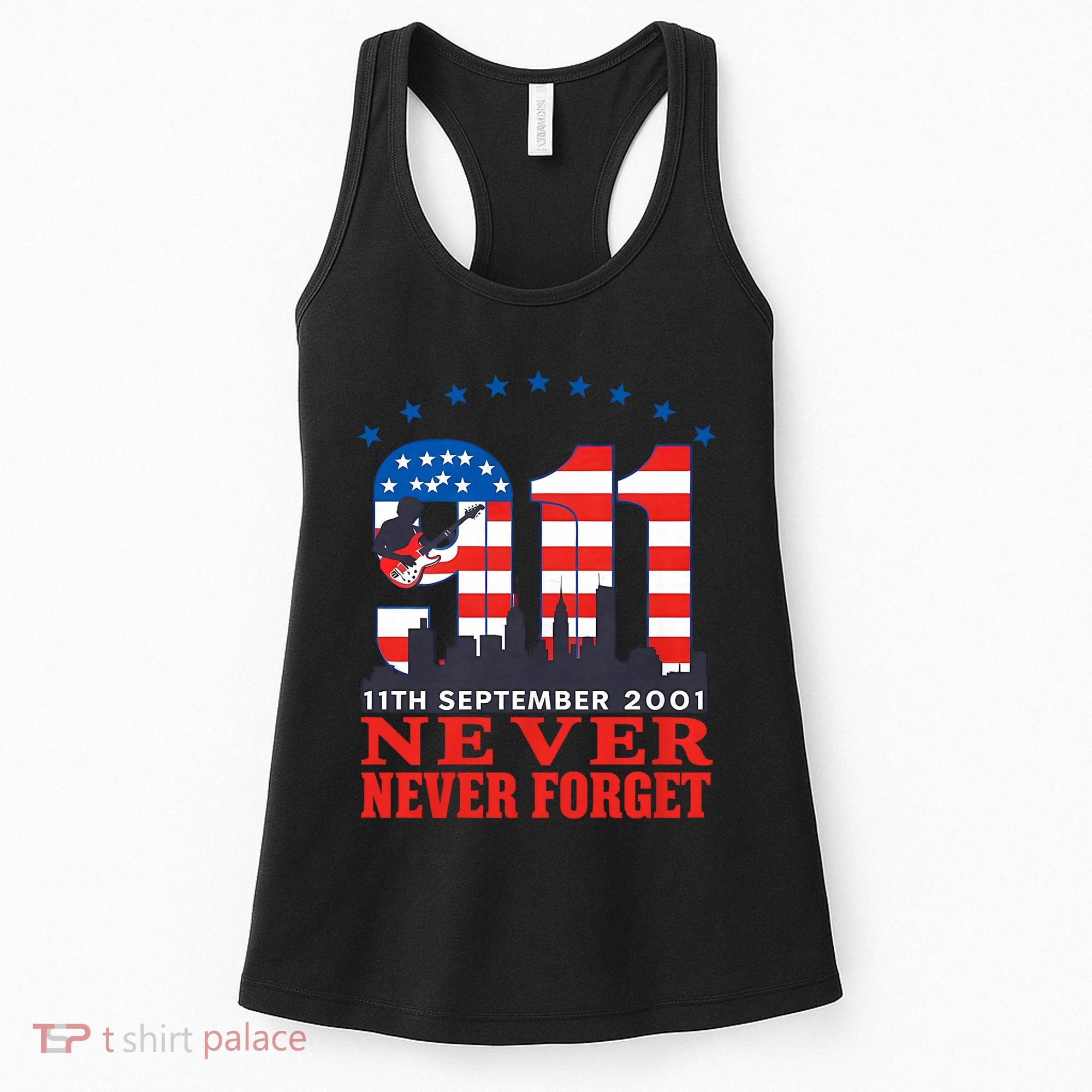 Never Forget September 11 2001 Memorial Day American Flag Women's Tank Top
