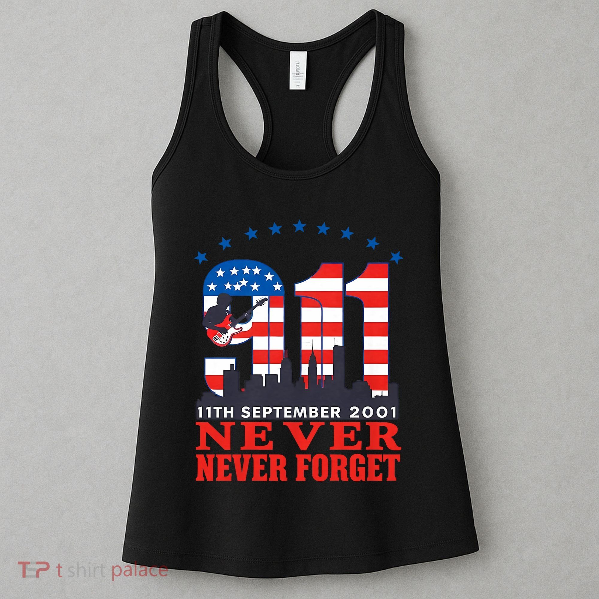 Never Forget September 11 2001 Memorial Day American Flag Women's Tank Top