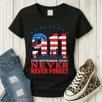 Never Forget September 11 2001 Memorial Day American Flag Women's T-Shirt thumb 3
