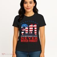 Never Forget September 11 2001 Memorial Day American Flag Women's T-Shirt thumb 4