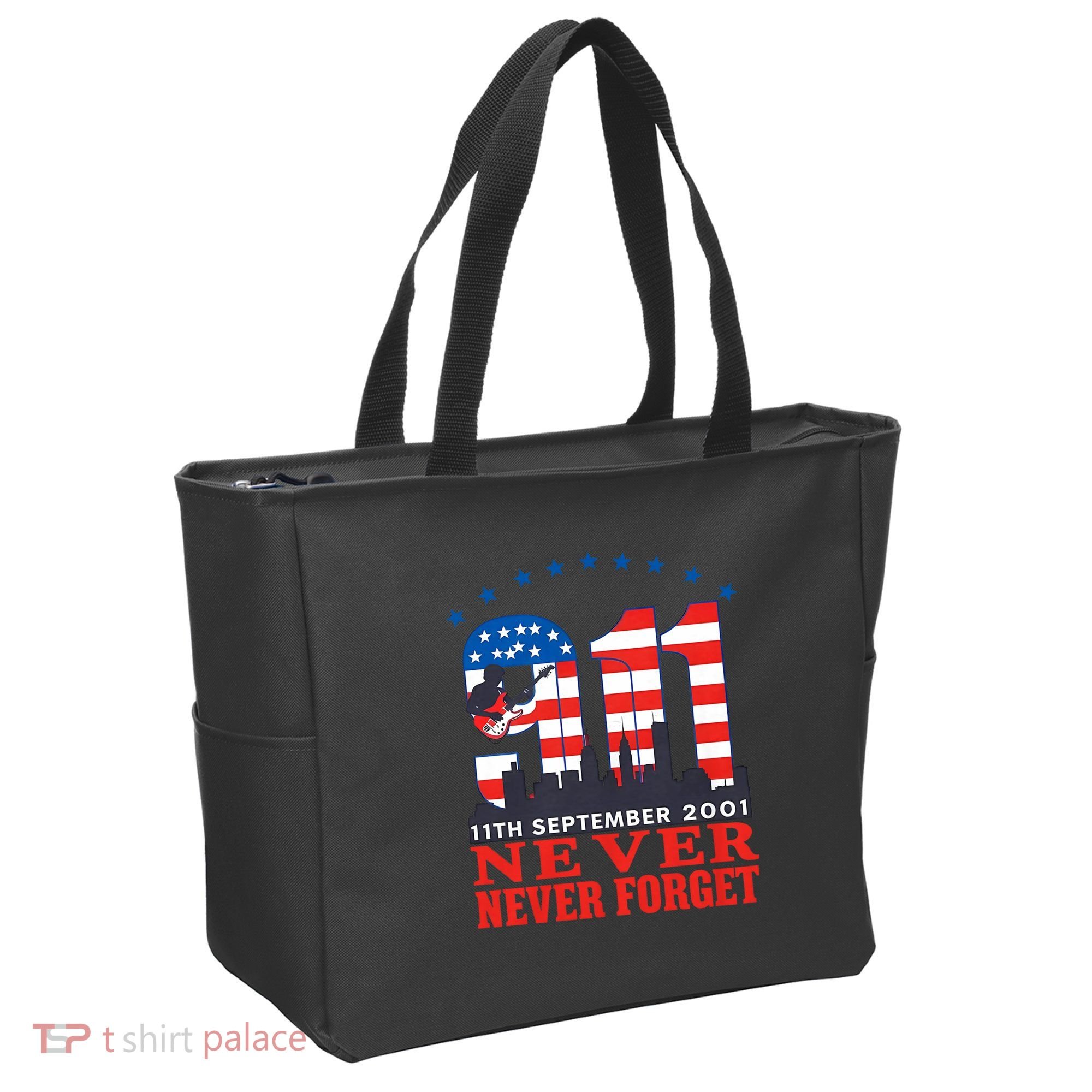 Never Forget September 11 2001 Memorial Day American Flag Tote Bag