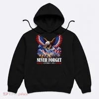 Never Forget September 11 2001 9/11 American Bald Eagle Hoodie thumb 0