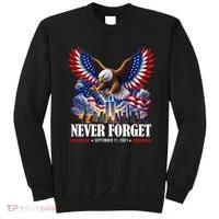 Never Forget September 11 2001 9/11 American Bald Eagle Sweatshirt thumb 0