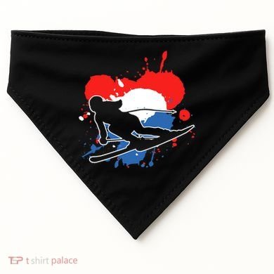 Netherlands Flag Skier Dutch Alpine Skiing USA-Made Doggie Bandana