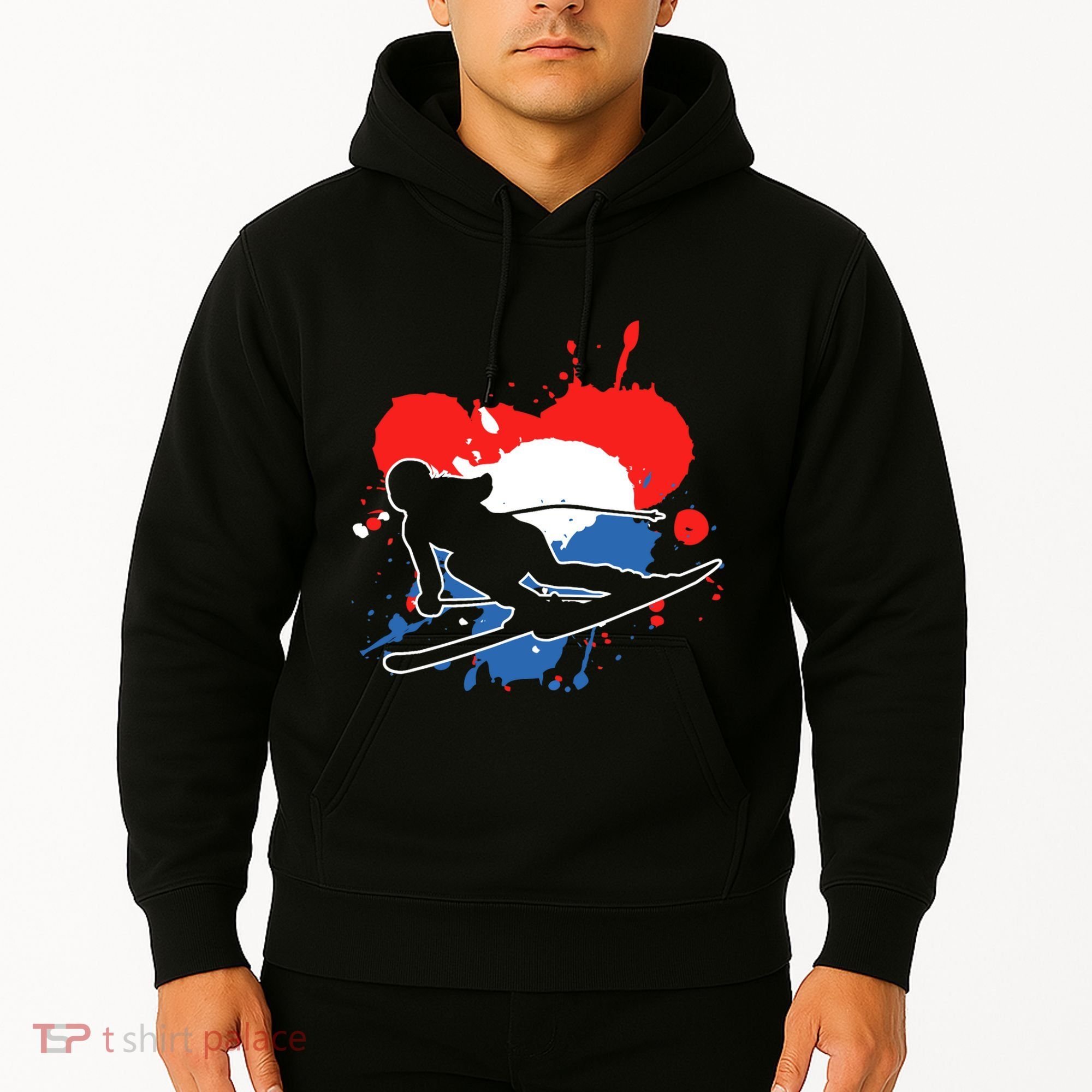 Netherlands Flag Skier Dutch Alpine Skiing Hoodie