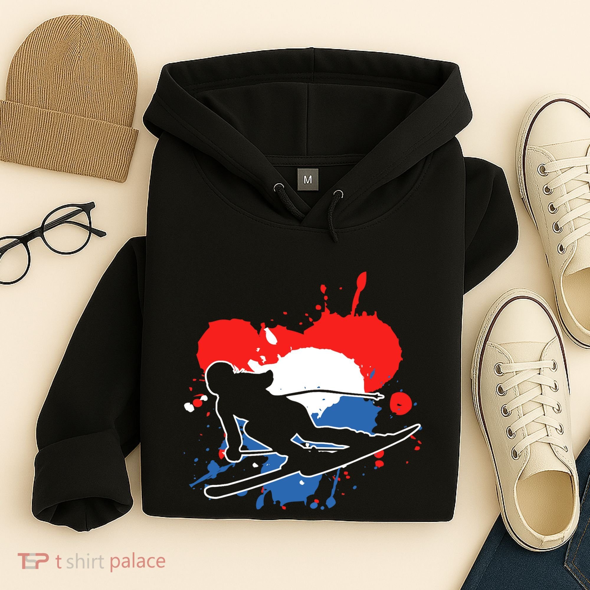 Netherlands Flag Skier Dutch Alpine Skiing Hoodie