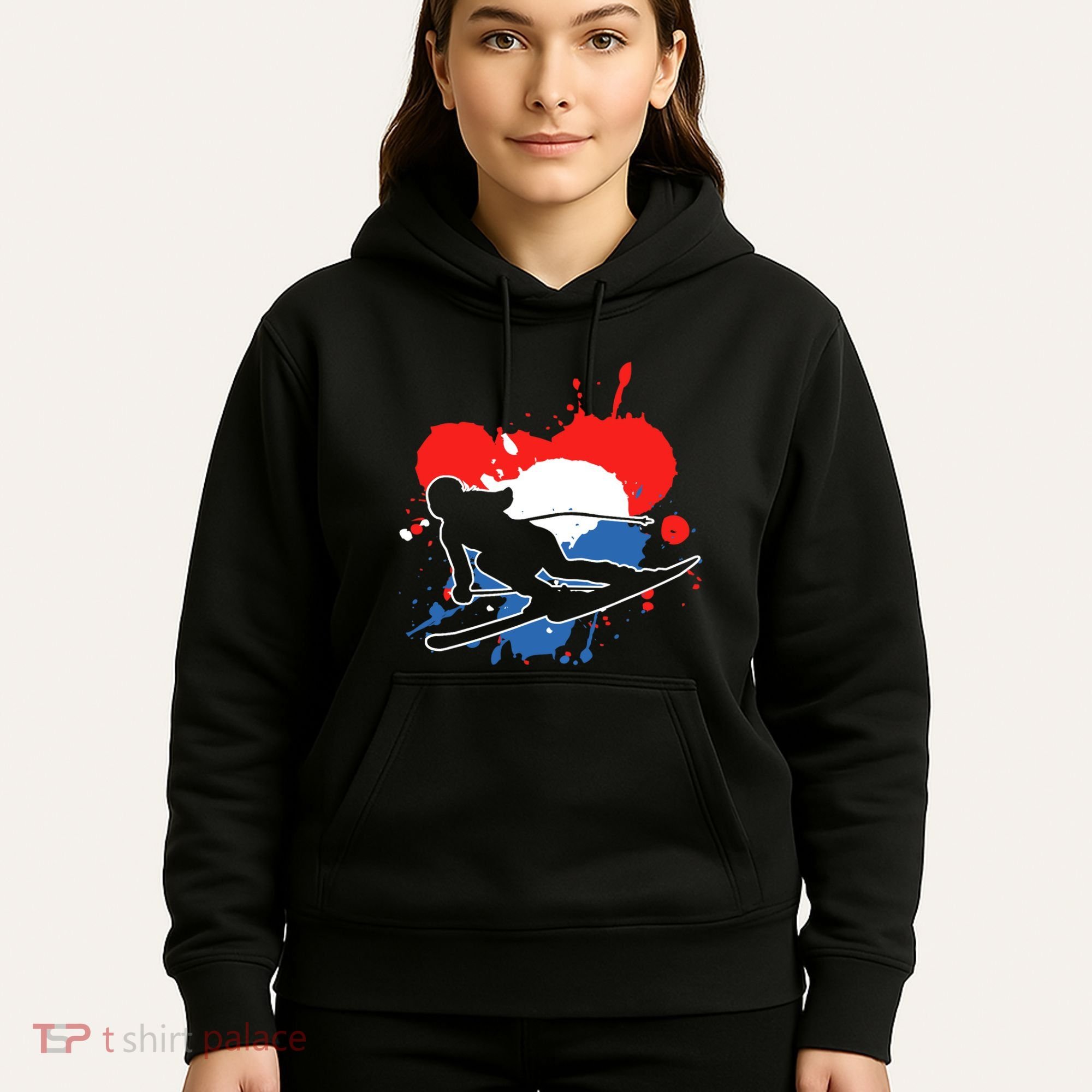 Netherlands Flag Skier Dutch Alpine Skiing Hoodie