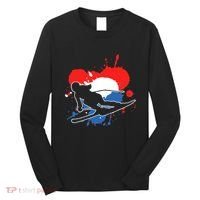 Netherlands Flag Skier Dutch Alpine Skiing Long Sleeve Shirt thumb 0