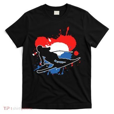 Netherlands Flag Skier Dutch Alpine Skiing T-Shirt