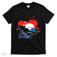 Netherlands Flag Skier Dutch Alpine Skiing T-Shirt thumb 0