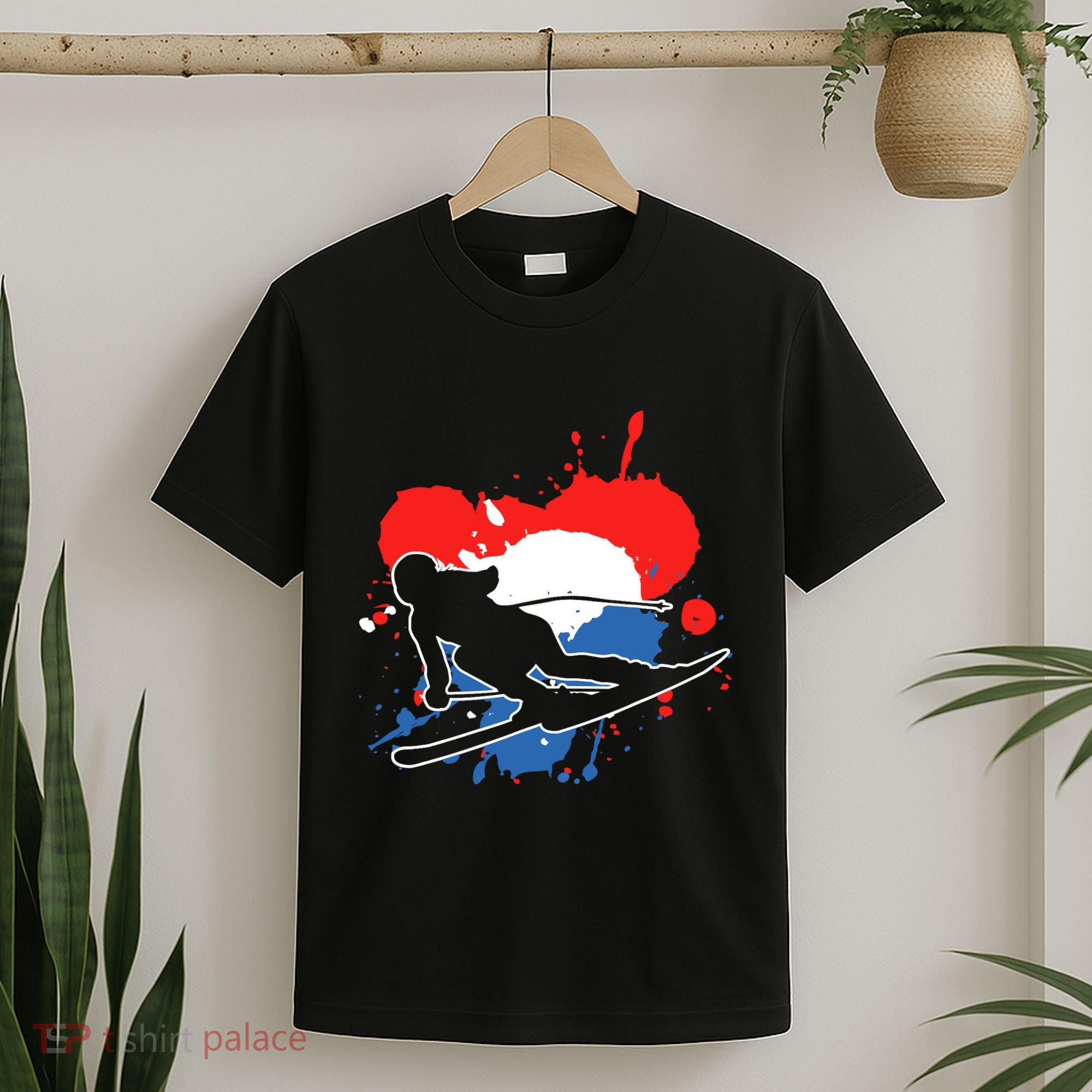 Netherlands Flag Skier Dutch Alpine Skiing T-Shirt