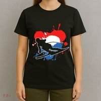 Netherlands Flag Skier Dutch Alpine Skiing T-Shirt thumb 4