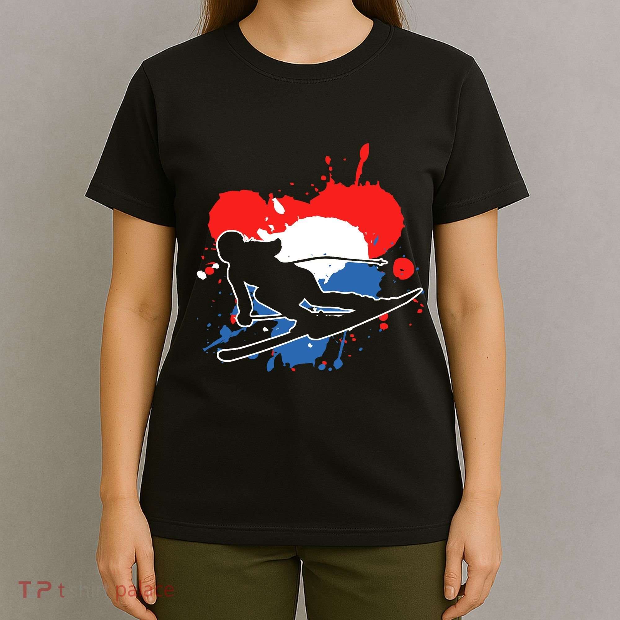 Netherlands Flag Skier Dutch Alpine Skiing T-Shirt