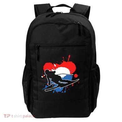 Netherlands Flag Skier Dutch Alpine Skiing Backpack