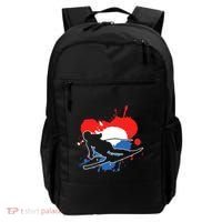 Netherlands Flag Skier Dutch Alpine Skiing Backpack thumb 0