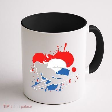 Netherlands Flag Skier Dutch Alpine Skiing Coffee Mug back