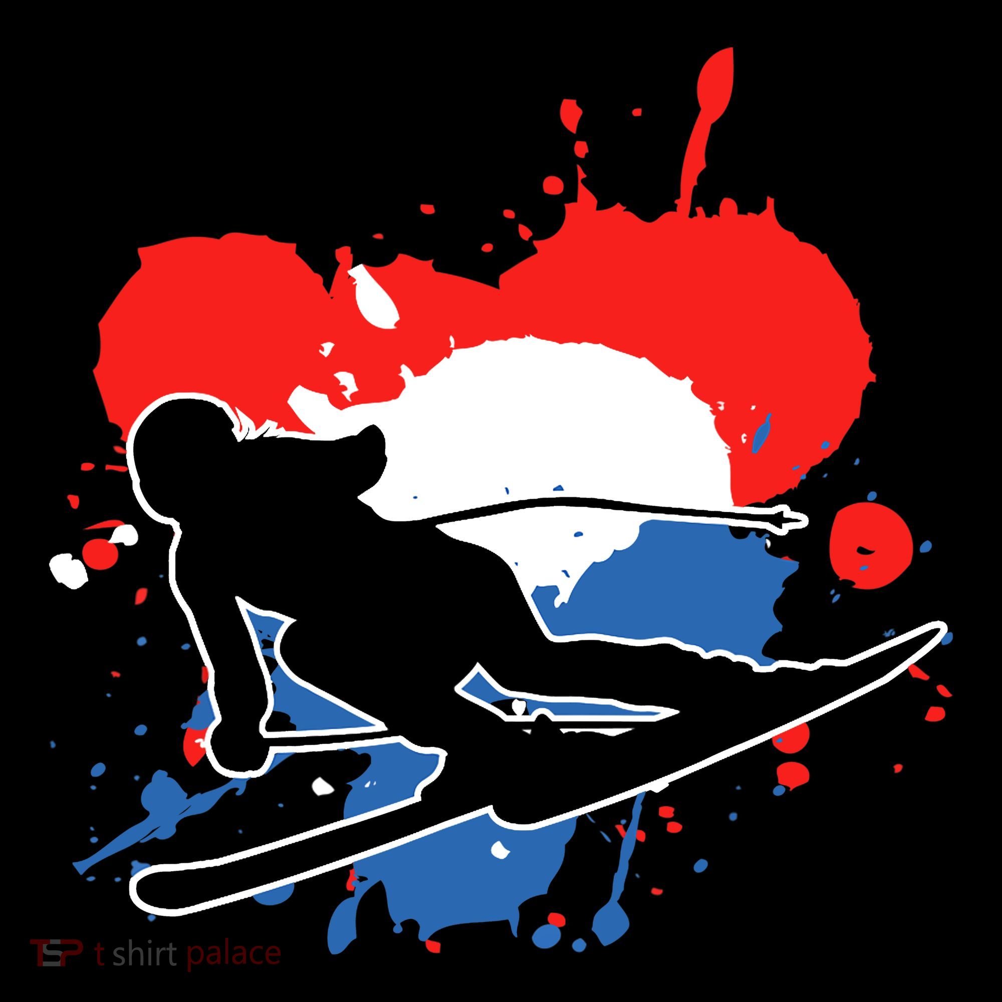 Netherlands Flag Skier Dutch Alpine Skiing Coffee Mug