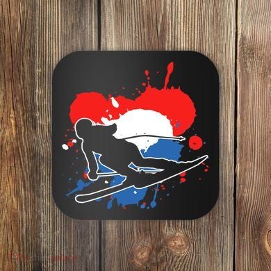 Netherlands Flag Skier Dutch Alpine Skiing Coaster