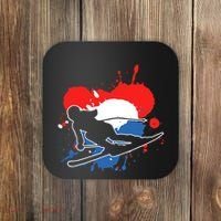 Netherlands Flag Skier Dutch Alpine Skiing Coaster thumb 0