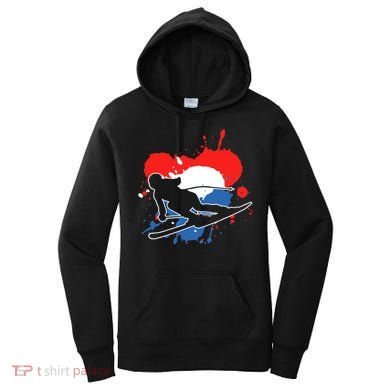 Netherlands Flag Skier Dutch Alpine Skiing Women's Hoodie