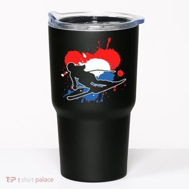 Netherlands Flag Skier Dutch Alpine Skiing Tumbler