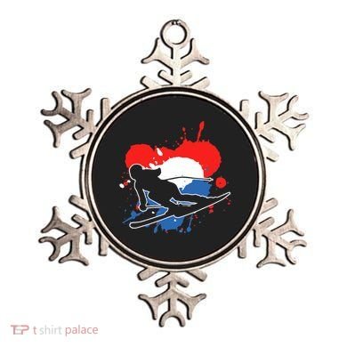 Netherlands Flag Skier Dutch Alpine Skiing Ornament
