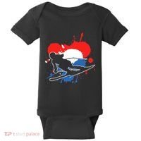 Netherlands Flag Skier Dutch Alpine Skiing Baby Bodysuit thumb 0