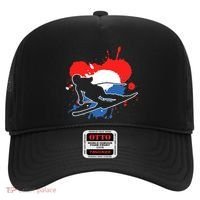 Netherlands Flag Skier Dutch Alpine Skiing Hat thumb 0