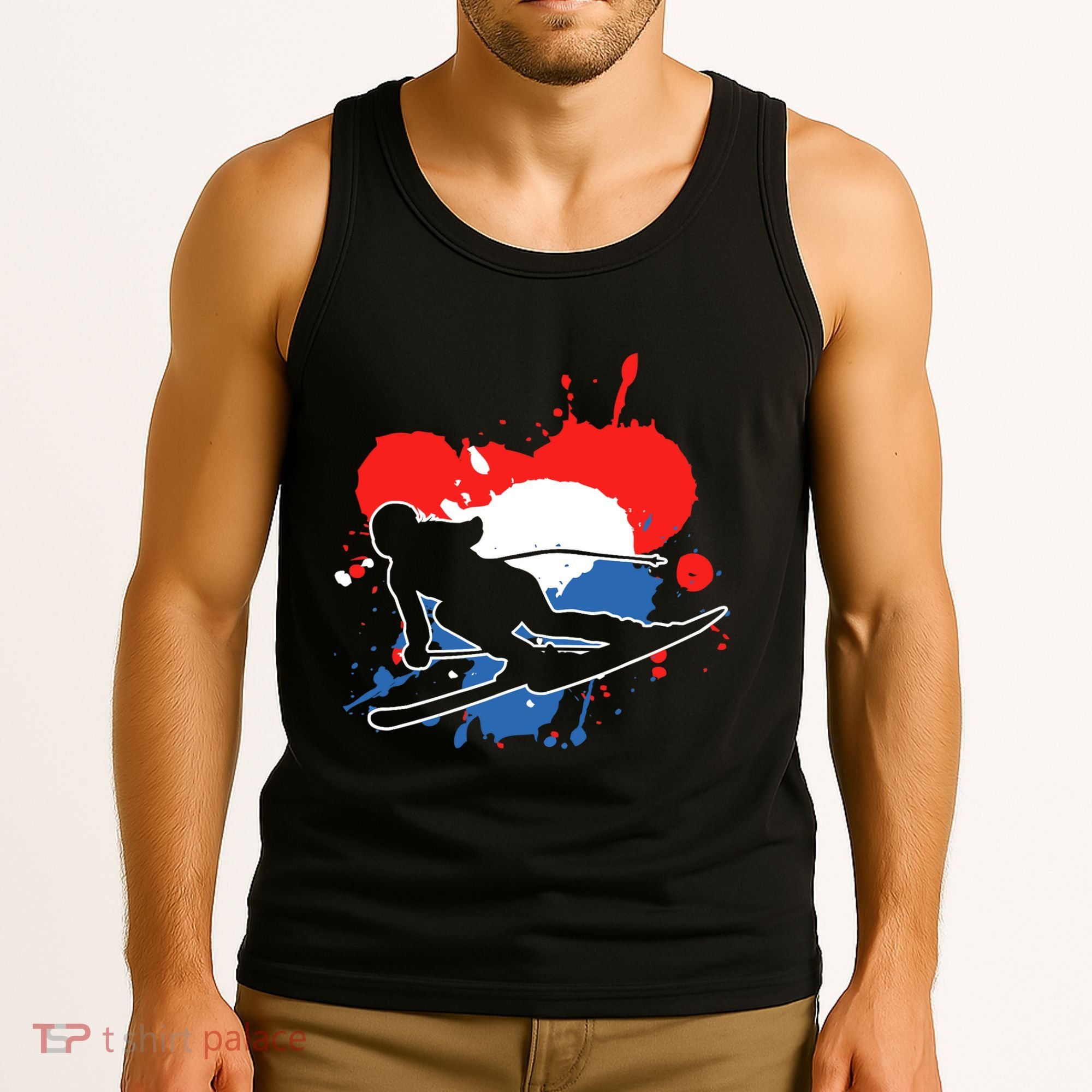 Netherlands Flag Skier Dutch Alpine Skiing Tank Top