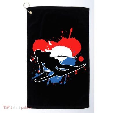 Netherlands Flag Skier Dutch Alpine Skiing Golf Towel