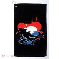 Netherlands Flag Skier Dutch Alpine Skiing Golf Towel thumb 0