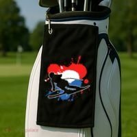 Netherlands Flag Skier Dutch Alpine Skiing Golf Towel thumb 2