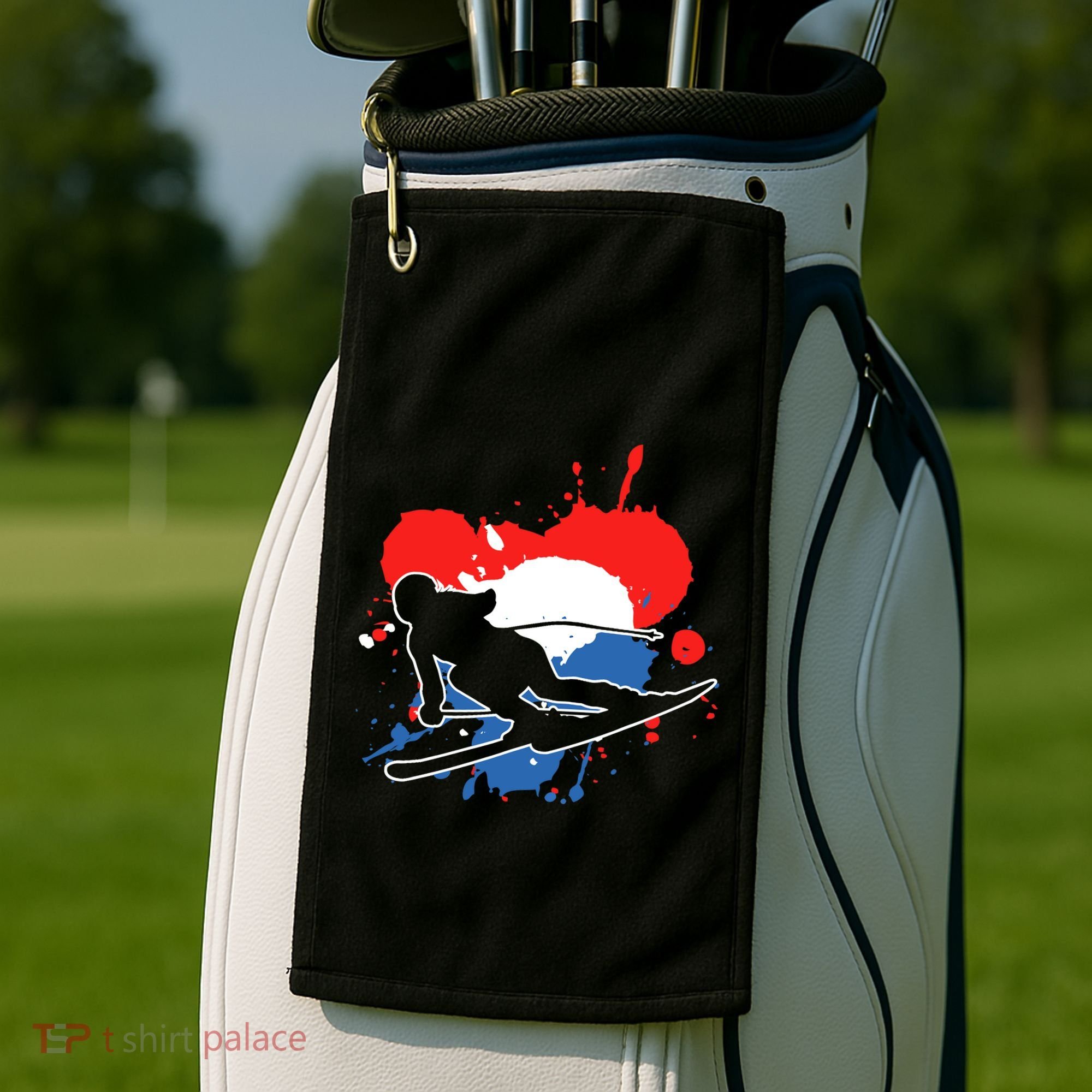 Netherlands Flag Skier Dutch Alpine Skiing Golf Towel