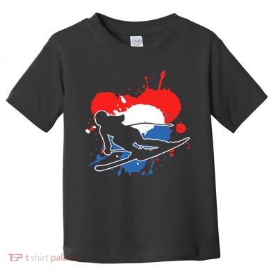 Netherlands Flag Skier Dutch Alpine Skiing Toddler T-Shirt
