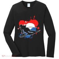 Netherlands Flag Skier Dutch Alpine Skiing Women's Long Sleeve Shirt thumb 0