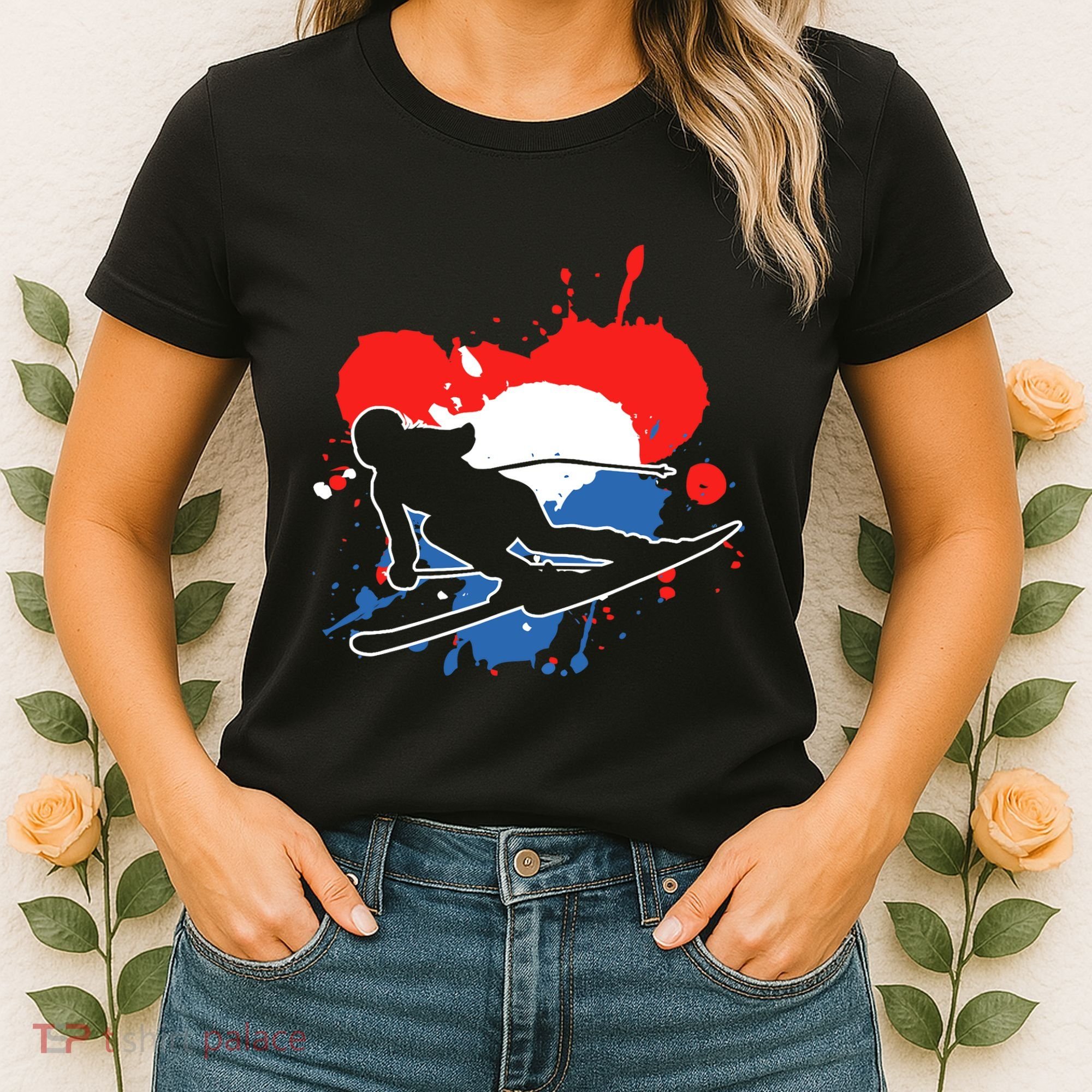 Netherlands Flag Skier Dutch Alpine Skiing Women's T-Shirt