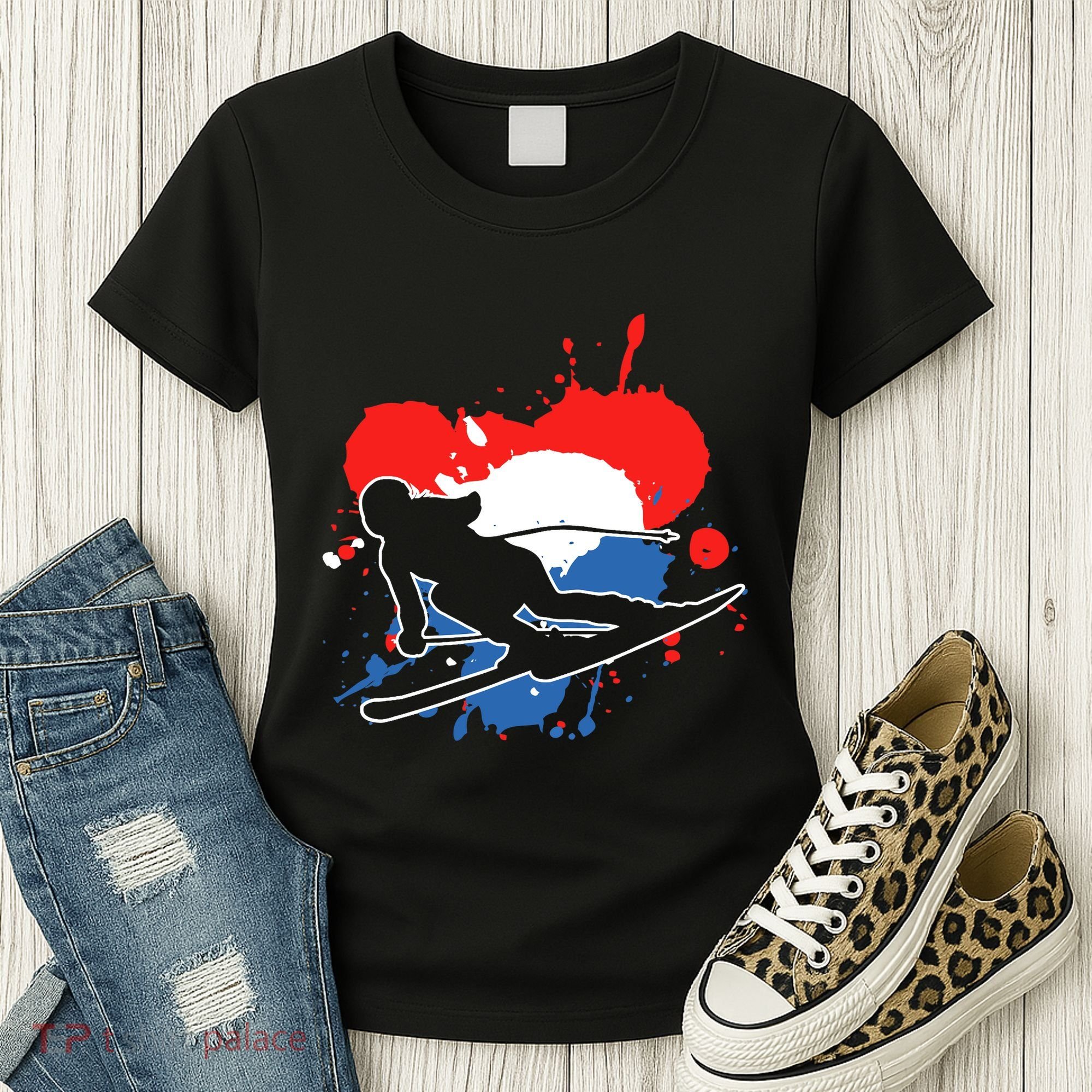 Netherlands Flag Skier Dutch Alpine Skiing Women's T-Shirt