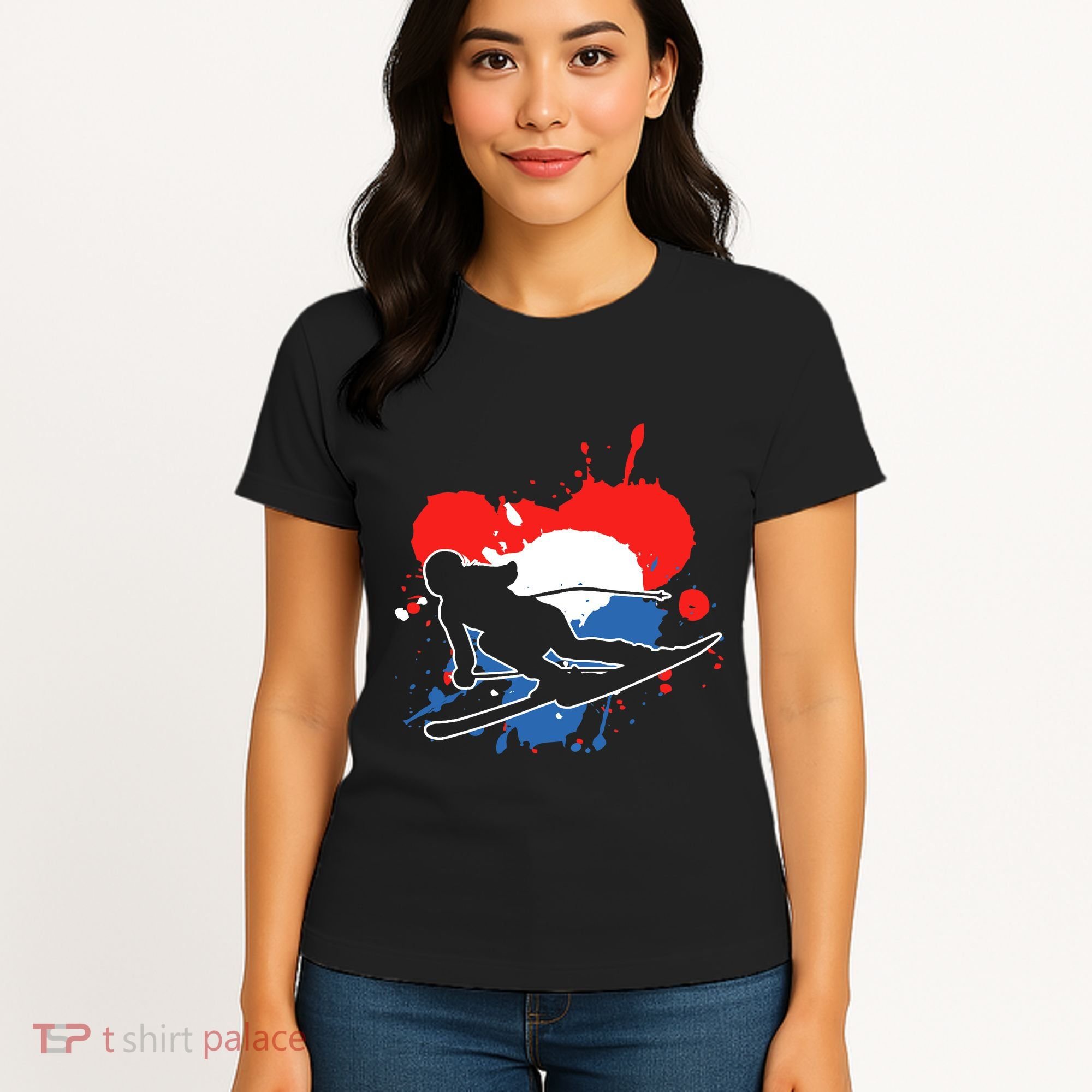 Netherlands Flag Skier Dutch Alpine Skiing Women's T-Shirt